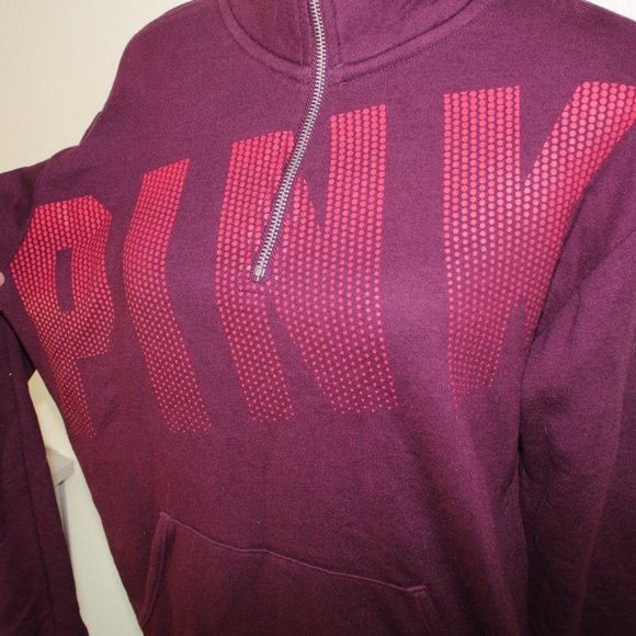 Pink Victoria Secret Maroon Colored Logo Half Zip Sweater - Size Extra Small - Picture 8 of 8